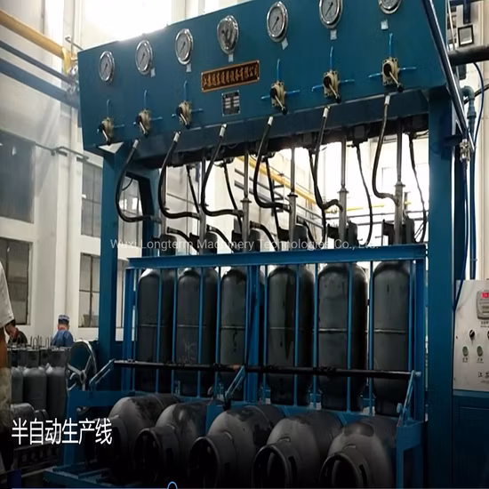 Línea de prueba hidráulica del cilindro de gas LPG, máquina de prueba hidráulica de botella de gas propano de carga automática